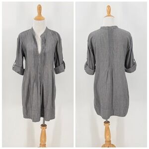 CP SHADES Regina Cotton Tunic Top Womens Small Black White Boho